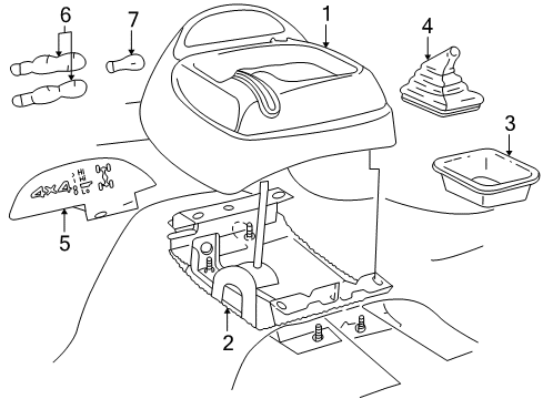 1997 Chevy S10 Center Console, Front Console Diagram