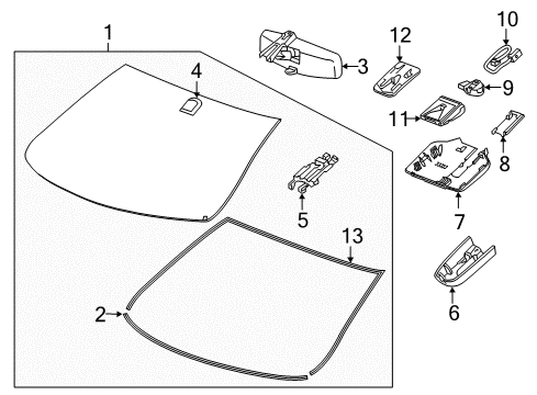 2018 Chevy Malibu Windshield Glass, Reveal Moldings Diagram