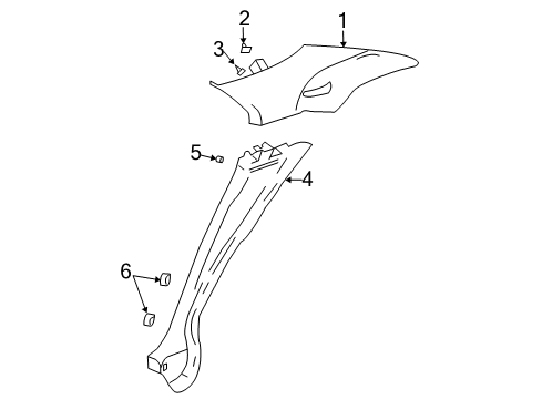 2003 Cadillac CTS Interior Trim - Quarter Panels Diagram