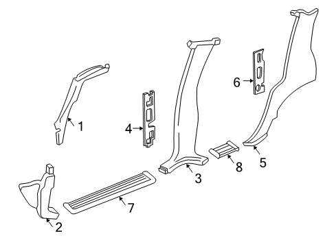 2006 Cadillac Escalade ESV Interior Trim - Pillars, Rocker & Floor Diagram