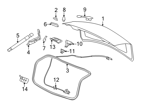 2011 Cadillac CTS Trunk Lid Diagram