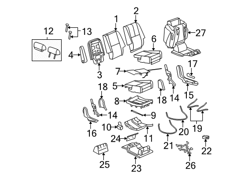 2013 Chevy Suburban 2500 Headrest, Rear Diagram for 20960657