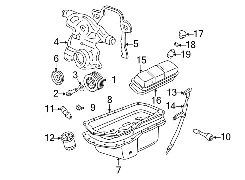 2000 Chevy Impala Engine Parts, Mounts, Cylinder Head & Valves, Camshaft & Timing, Oil Pan, Oil Pump, Balance Shafts, Crankshaft & Bearings, Pistons, Rings & Bearings Diagram