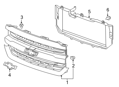 2017 Chevy Silverado 1500 Grille & Components Diagram