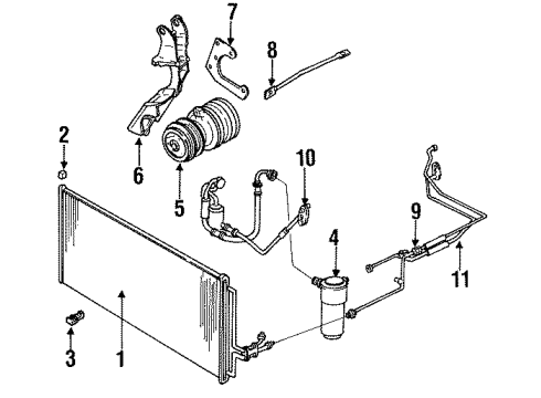 1990 Pontiac Grand Prix A/C Condenser, Compressor & Lines Diagram