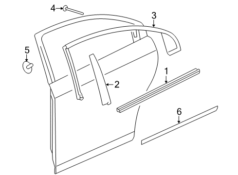 2009 Saturn Aura Exterior Trim - Rear Door Diagram