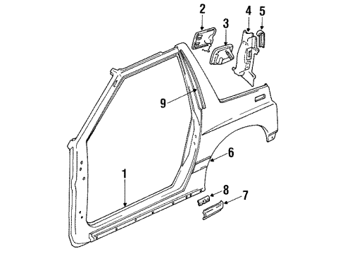 1998 Chevy Tracker Molding, Rear Driver Side Diagram for 30017881