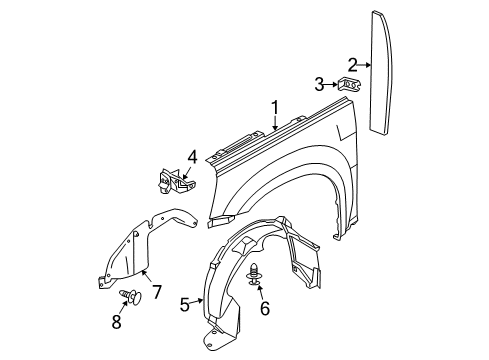 2007 Chevy Equinox Fender & Components Diagram