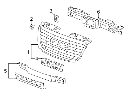 2012 GMC Yukon Grille & Components Diagram