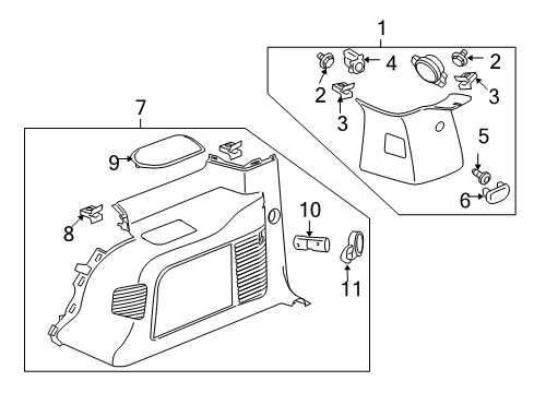 2012 Cadillac Escalade Interior Trim - Quarter Panels Diagram 4 - Thumbnail