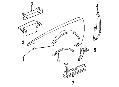 1993 Cadillac Seville Fender & Components, Exterior Trim Diagram