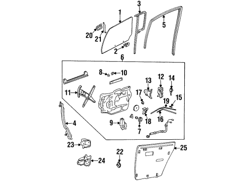 1997 Cadillac DeVille Rear Door Glass & Hardware, Lock & Hardware Diagram