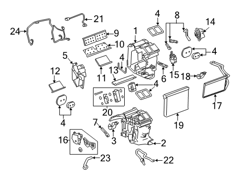 2011 Cadillac CTS A/C Evaporator & Heater Components Diagram