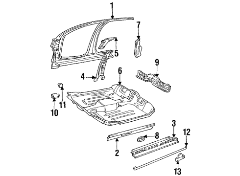 1995 Oldsmobile Achieva Center Pillar, Rocker, Exterior Trim, Floor, Uniside Diagram