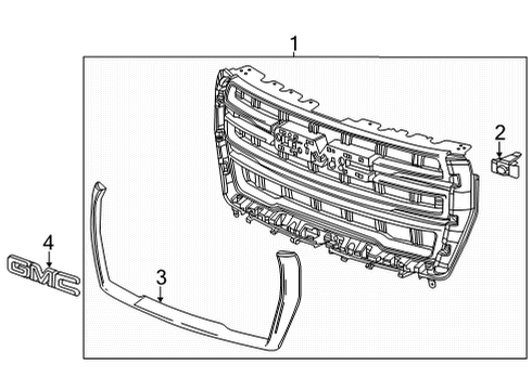 2023 GMC Yukon XL Grille Assembly Diagram for 84835786