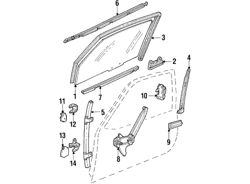 1994 Chevy Cavalier Door Hardware, Glass & Hardware Diagram