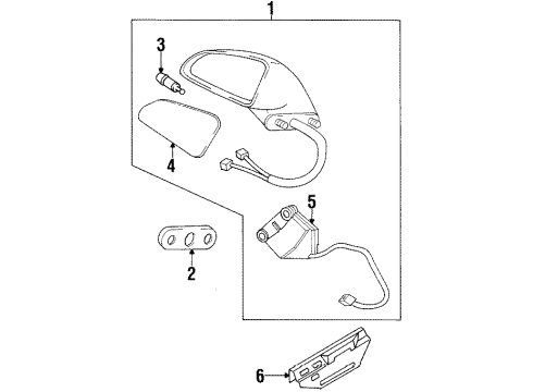 1997 Buick LeSabre Mirror Assembly, Rear Driver Side Diagram for 25645891