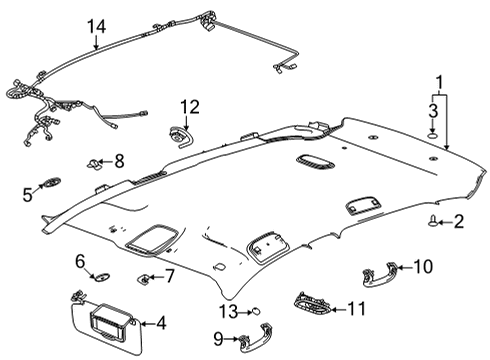 2023 Chevy Trailblazer Interior Trim - Roof Diagram