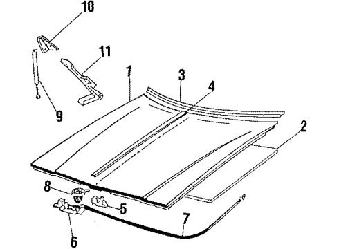 1985 Buick Regal Hood & Components Diagram