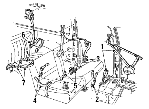 1997 GMC C2500 Suburban Seat Belt Diagram
