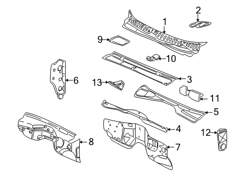 2001 GMC Sierra 3500 Cab Cowl Diagram