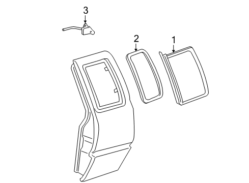 2002 GMC Sonoma Rear Door - Glass & Hardware Diagram 2 - Thumbnail