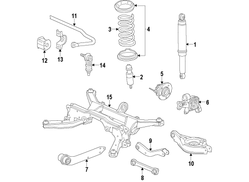 2012 Chevy Captiva Sport Rear Axle, Lower Control Arm, Upper Control Arm, Stabilizer Bar, Suspension Components Diagram