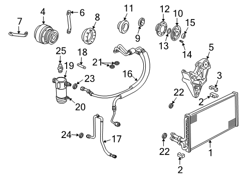 2000 GMC Sonoma A/C Condenser, Compressor & Lines Diagram