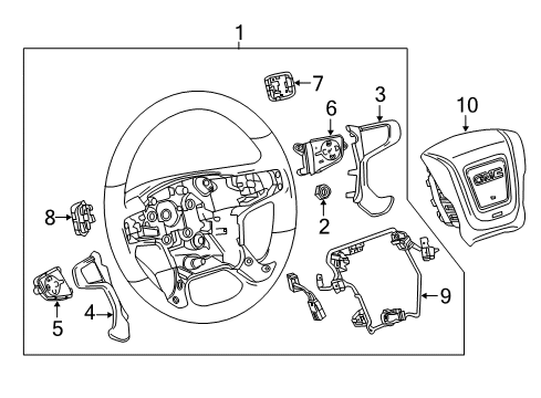 2016 GMC Sierra 1500 Steering Wheel, Black Diagram for 84483772
