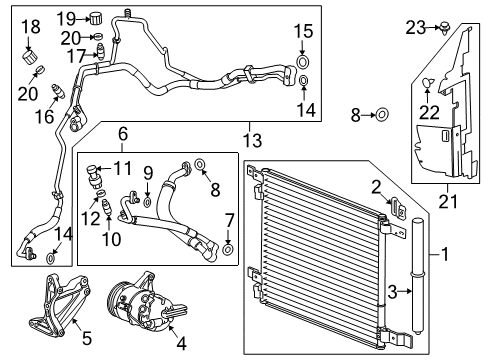 2014 Cadillac SRX A/C Condenser, Compressor & Lines Diagram