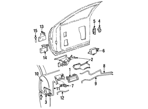 1993 Cadillac Fleetwood Door & Components, Exterior Trim Diagram