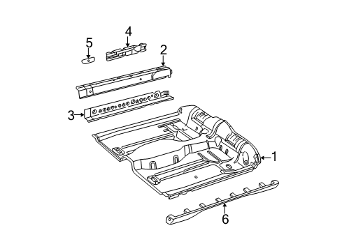 2000 Chevy Cavalier Floor & Rails, Exterior Trim Diagram