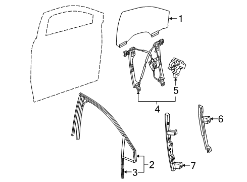 2018 Cadillac XT5 Front Door - Glass & Hardware Diagram