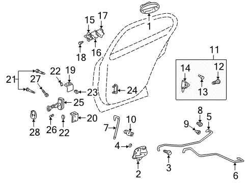 2001 Pontiac Bonneville Lock Assembly, Rear Passenger Side Diagram for 25765986