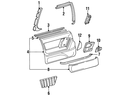 1999 Oldsmobile LSS Armrest Bezel, Front Diagram for 25618100