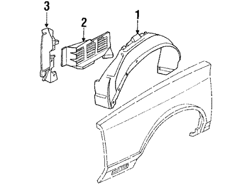 1984 Chevy Celebrity Fender Liner, Passenger Side Diagram for 14032286