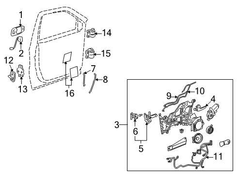 2006 Buick Terraza Front Door - Lock & Hardware Diagram