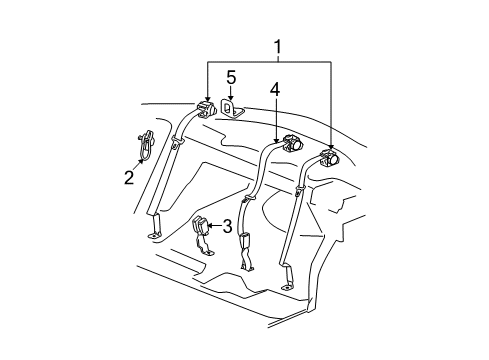 2009 Saturn Aura Rear Seat Belts Diagram