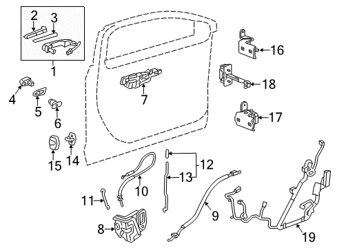 2014 Cadillac XTS Front Door - Lock & Hardware Diagram