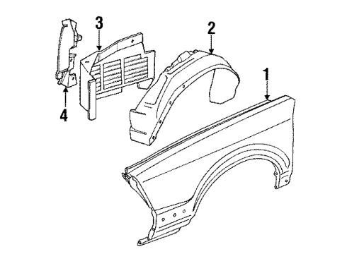 1995 Buick Century Splash Shield, Passenger Side Diagram for 10249123