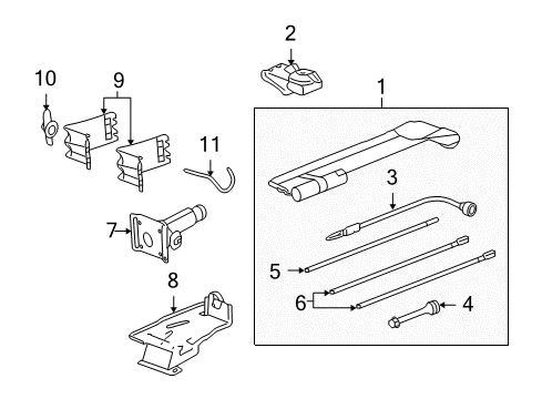 2010 GMC Sierra 1500 Tool Kit Retainer Nut Diagram for 11610693