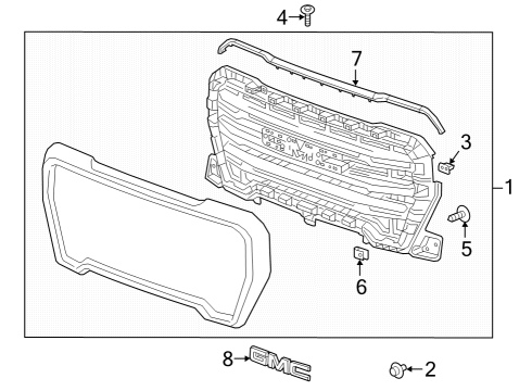 2022 GMC Sierra 1500 Grille Diagram for 84508681