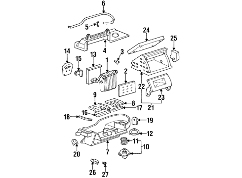 1998 Oldsmobile Aurora A/C Evaporator Components Diagram