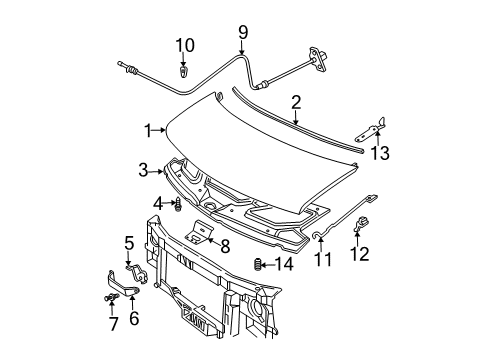 2007 Chevy Express 3500 Hood & Components Diagram