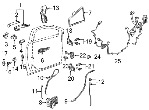 2018 Cadillac XT5 Front Door - Lock & Hardware Diagram