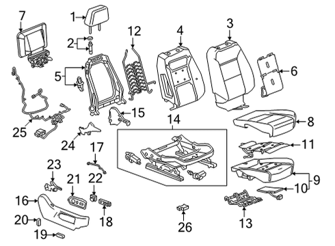 2021 GMC Yukon XL Passenger Seat Components Diagram