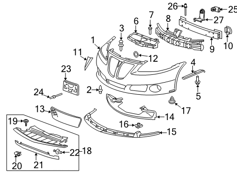 2009 Pontiac G6 Bumper Bracket, Passenger Side Diagram for 22626882