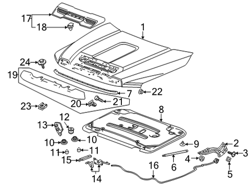2024 GMC Sierra 3500 HD Hood & Components Diagram