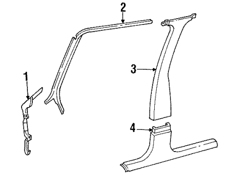 1990 Chevy Lumina Windshield Trim, Driver Side Diagram for 10073105