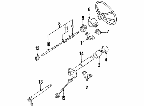 1994 GMC Yukon Steering Column, Steering Wheel & Trim, Housing & Components, Shaft & Internal Components, Shroud, Switches & Levers Diagram